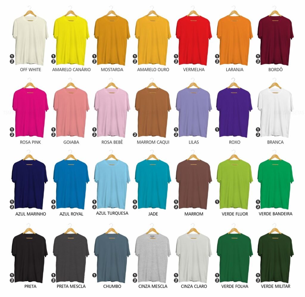 Cores de camisetas para uniformes e eventos em Florianópolis, cores de camisetas personalizadas